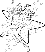 A coloring page of winx club